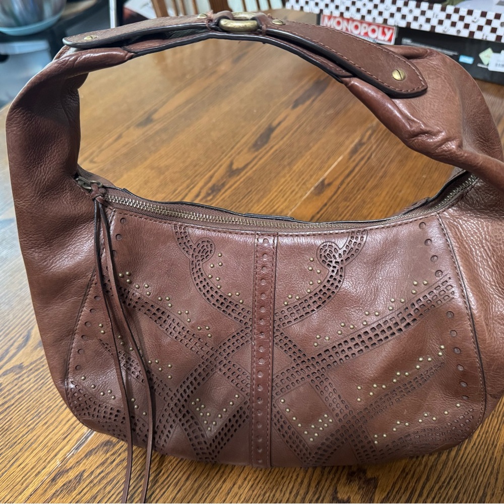 Cole Haan Brown Sierra Lazercut Hobo Leather Women’s  handbag
